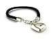Black Braided Leather Bracelet with Sterling Silver Heart Charm