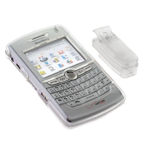 Rim BlackBerry 8800 PDA Accessory Bundle Kit – Crystal Clear Snap-On Hard Case with Belt Clip + Rapid Car Charger with IC Chip by Bargaincell