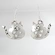 Happy Cat with Heart Cut-out Dangle Earrings in Sterling Silver , #8865