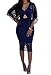 shekiss Summer Lace Sexy Party Deep V Collar Burst Club Bodycon Dresses For Women Blue Medium