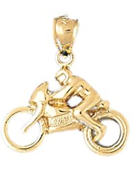 Dazzlers Solid 14k Gold Motorcycle Rider Charm Pendant Available in three colors from jewelsberry (weights: 2.9 grams only)