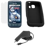 GTMax Rapid Car Charger + Black Silicone Skin Soft Cover Case + LCD Screen  ....