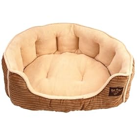 Dog Bed , Cat Bed , Snuggle Dog Bed - [3 Colours] - Large - 28" x 21" x 9" - Machine Washable, Beige Corduroy