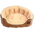 Dog Bed , Cat Bed , Snuggle Dog Bed - [3 Colours] - Large - 28" x 21" x 9" - Machine Washable, Beige Corduroy