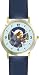 Mommy & Baby Bunny Rabbit Watching Moon from Bedroom Window - from Hush Little Baby by Artist: Sylvia Long - WATCHBUDDY&reg; DELUXE TWO-TONE THEME WATCH - Arabic Numbers - Blue Leather Strap-Size-Large ( Men's Size or Jumbo Women's Size )