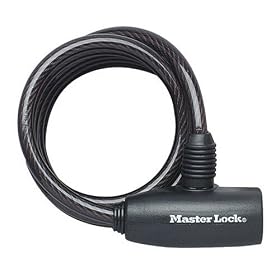 Master Lock 1800x8mm key self coiling Cable Lock Black