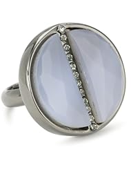 Paige Novick "Jazz" Grey Agate Medallion Ring, Size 6