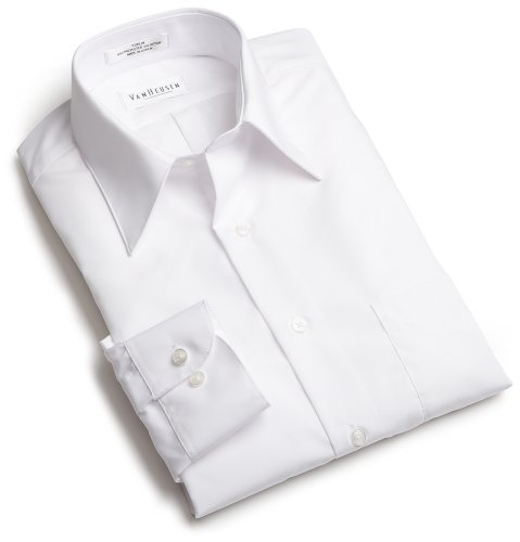 Van Heusen Men's Poplin Solid Long Sleeve Point Collar Shirt
