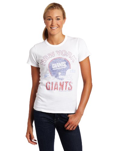 NFL Women's New York Giants Heather Vintage Short Sleeve Crew (Classic White, Medium)