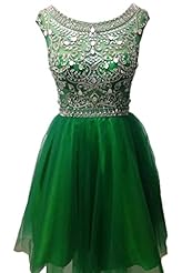 Open-Back  Satin/Tulle Natural   Waistline Cocktail Mini Dress  With Rhinestones