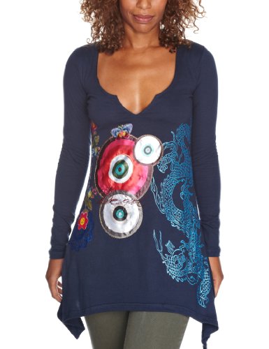 Desigual Damen Shirt/ Langarmshirt 17T2541, Gr. 36 (S), Blau (5001) Preisvergleich