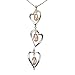 Triplet Heart Shaped Peach Pink Pearl Drop Platinum Overlay CAREFREE Sterling Silver Pendant Necklace
