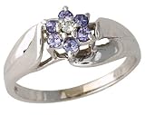Tanzanite and Diamond Flower Petal Ring