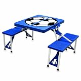 Picnic Time Blue with Soccer Design Portable Folding Table/Seats