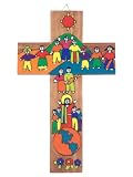 Hand Painted Wood Cross- Friendship - 7.9 Inch./20 Cm.