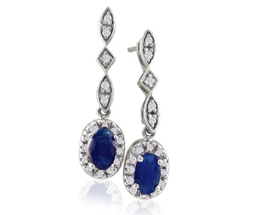10k White Gold Sapphire and Diamond Earrings