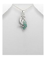 Owl Reconstructed stones Pendant Necklace In 92.5 Sterling Silver