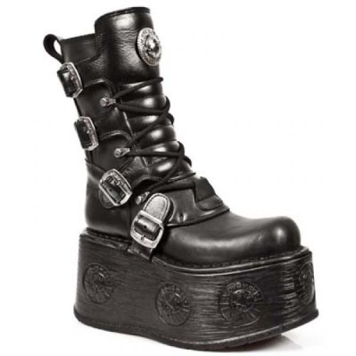 New Rock Boots Lederstiefel schwarz