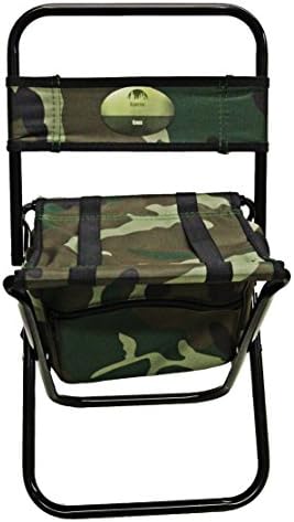 Childs Portable Camouflage Folding Camp Chair Is Just Right for Camping or Fishing with Your Kids. Lightweight Nylon Fabric Has Woodland Camo Pattern with Metal Legs. Zipper Pouch Under Seat for Gear. Perfect for Sharing the Outdoors with Your Child. Measures When 18" X 8" X 9.5" Unfolded and 12" X 11" X 2" Folded