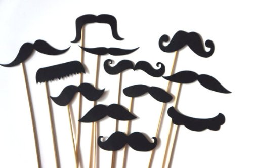 12 BLACK Mustaches on a Stick - Photo booth Props