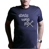 LACROSSE - CHICKS WITH STIX T-Shirt - 100% Fine Jersey Combed Cotton MENS / UNISEX T-Shirt - Sweat Shop Free