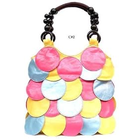 Pink and Yellow Chelsea Faux Leather Satchel Bag Handbag Purse