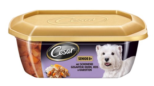 Cesar Multi-Menü Schale Senior – mit schonend gegartem Huhn, Reis und Karotten 8x280g