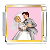 Wedding Cake Couple Italian Charms Bracelet Link