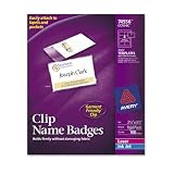 ~:~ AVERY-DENNISON ~:~ Clip Style Rigid 2-1/4 x 3-1/2 Laser/Ink Jet Badges, 100 Inserts/100 Holde