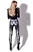 Ensasa Women's Fashion Digital Print Black Background Whtie Skeleton Leggings