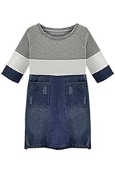 Cotton/Denim Summer Elbow Length Sleeves Party Dress/Mini Dress 