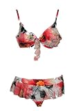 Be Creative Coral Ruffled Scarf Bikini M