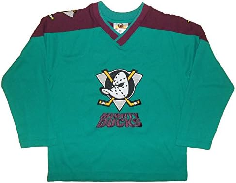 Anaheim Mighty Ducks Team Logo Boys Hockey Jersey Long Sleeve Green Official NHL (Youth Small)