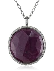 Dyanne Belle "Carousel Pendant Collection" Dazzling Ruby Blackened Silver with African Ruby and Diamonds Pendant Necklace