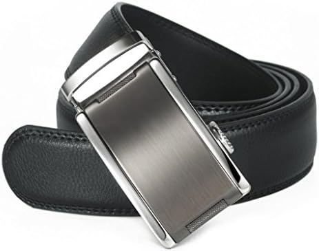 MUNESME Automatic Buckle Belts for Men 35MM Width PU Body Black Shuttle Box QDF860-115 33-36in.