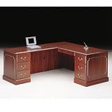Traditional Mahogany Laminate LDesk with Left Return Mahogany