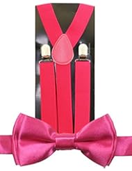 Apparel: New Suspender Bow Tie Matching Colors Toddler Kids Boys Girls Child (hot pink)