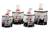 Kitchen Chef Chefs Decor 4 Canister Food Storage