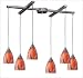 Arco-Baleno - 6 Light Kitchen Island Pendant Track Lighting Fixture - Brushed Nickel - Blue - B3491