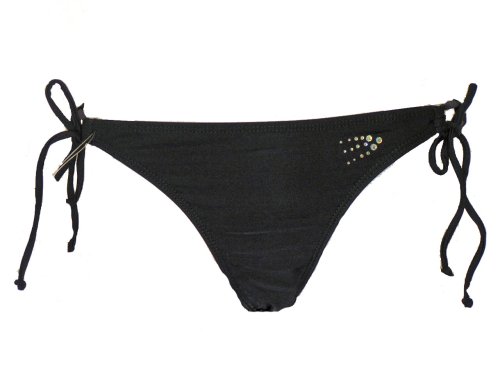 Guess Black Side Tie Swim-bottoms w/Rhinestones