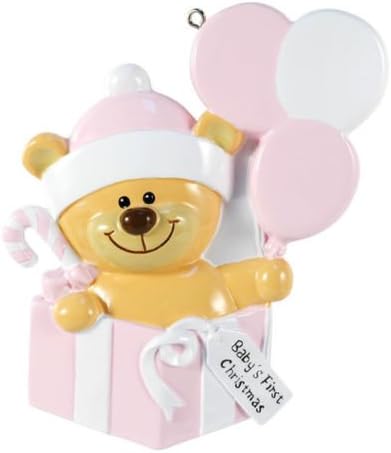 PinK ^^ ^ Teddy Bear Present Boy Baby's First Christmas Ornament Gift Decoration Q61359