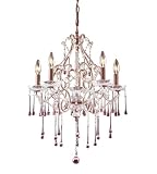5 Light Chandelier In Rust And Rose Crystal