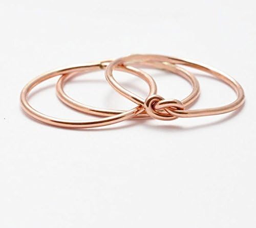 Midi Ring Set: Rose Gold Knot &amp; Bands, Christmas Stocking Stuffers