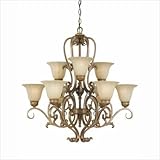 Fleur De Lis Nine Light Chandelier in Silvery Gold Leaf