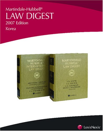 City Travel Guides Discounted  Books : Martindale-Hubbell Law Digest: Korea