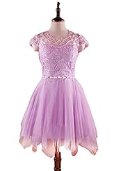 Chiffon Sleeveless Round Neck Lace Evening Dress/Bridesmaid Dress/Prom Dress/Party Dress/Wedding Dress 