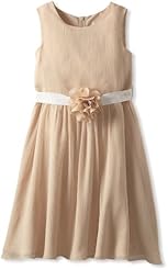 Girls Chiffon/Polyester Tank Crinkled Belted  Dress With a Ribbon 