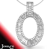 Jewelco London 18 Carat White Gold 1ct Round/Baguette Diamond Pendant