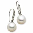18K Palladium White Gold Paspaley South Sea Cultured Fine Drop Pearl and Diamond Earrings