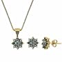 Vermeil (24k Gold over Sterling Silver) Genuine Diamond and Lavender cz Pendant and Earring Jewelry Set
